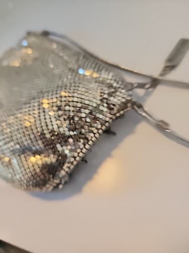Whiting and Davis Silver Mesh Disco Vintage Purse Crossbody Over Shoulder - Thumbnail 13