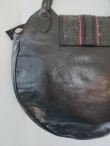 Vintage 1990s Black Snap Closure Berge Italian Round Leather Purse - Thumbnail 7