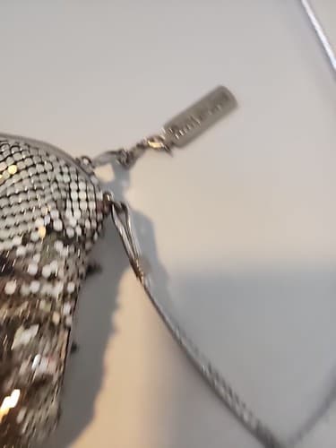 Whiting and Davis Silver Mesh Disco Vintage Purse Crossbody Over Shoulder - Thumbnail 12