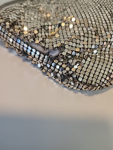 Whiting and Davis Silver Mesh Disco Vintage Purse Crossbody Over Shoulder - Thumbnail 14