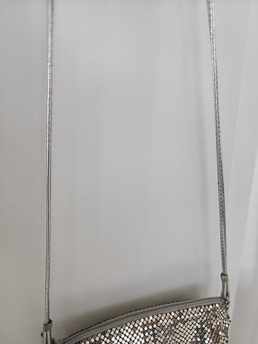 Whiting and Davis Silver Mesh Disco Vintage Purse Crossbody Over Shoulder - Thumbnail 7