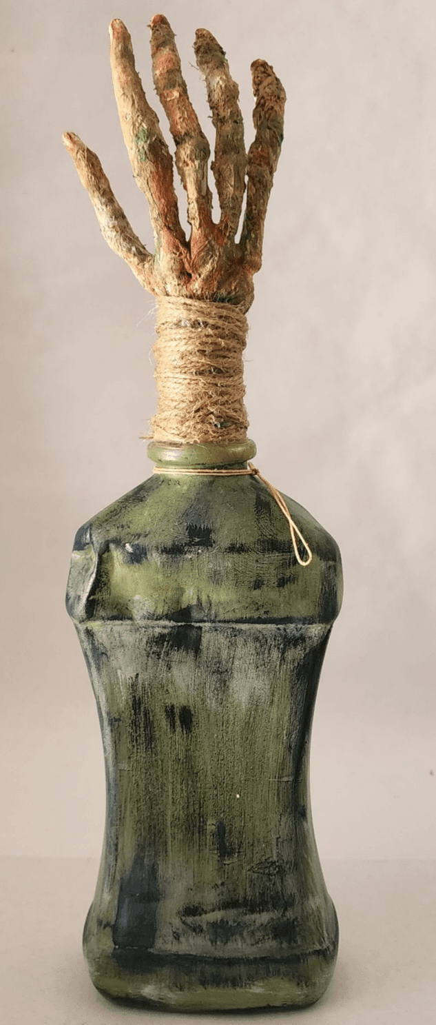 Zombie Brew Apothecary Bottle Halloween Decor Green Handcrafted Weighted - Thumbnail 3