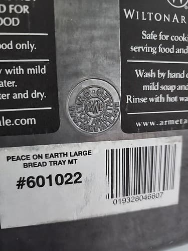 Vintage Pewter Bread Tray Dove Wilton Armetale Peace on Earth Goodwill to All - Thumbnail 3