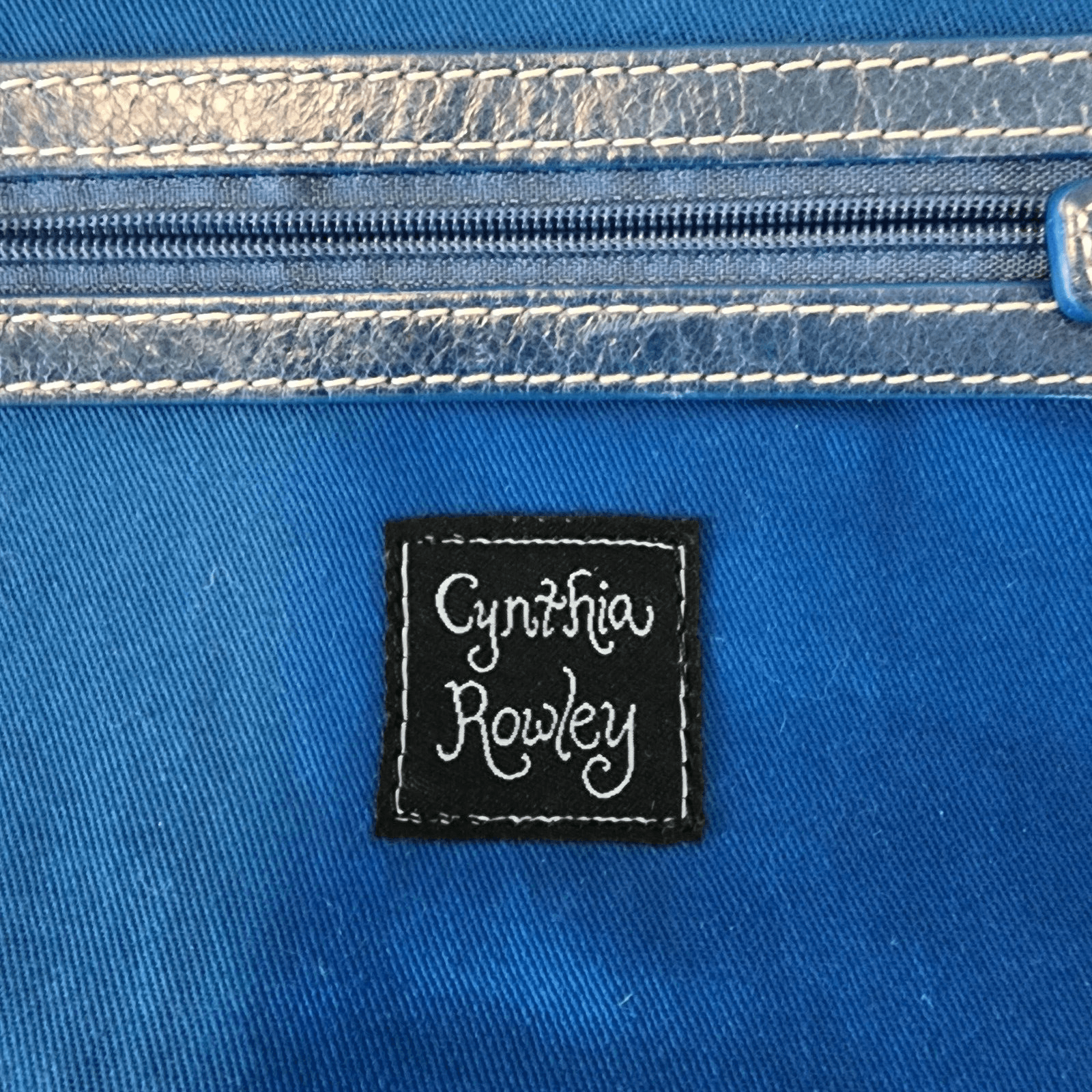 Cynthia Rowley Blue Envelope Clutch Bag Early 2000s Metal Buckle - Thumbnail 7