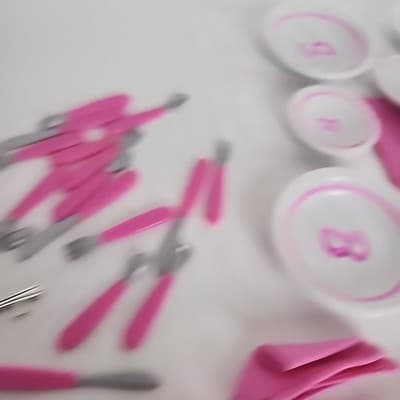 Vintage Barbie Strombecker China Tea Set of 8 Napkins Some Utensils Incomplete - Thumbnail 7