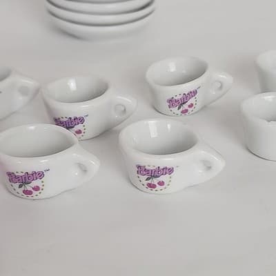 Vintage Barbie Strombecker China Tea Set of 8 Napkins Some Utensils Incomplete - Thumbnail 11