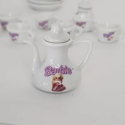 Vintage Barbie Strombecker China Tea Set of 8 Napkins Some Utensils Incomplete - Thumbnail 15