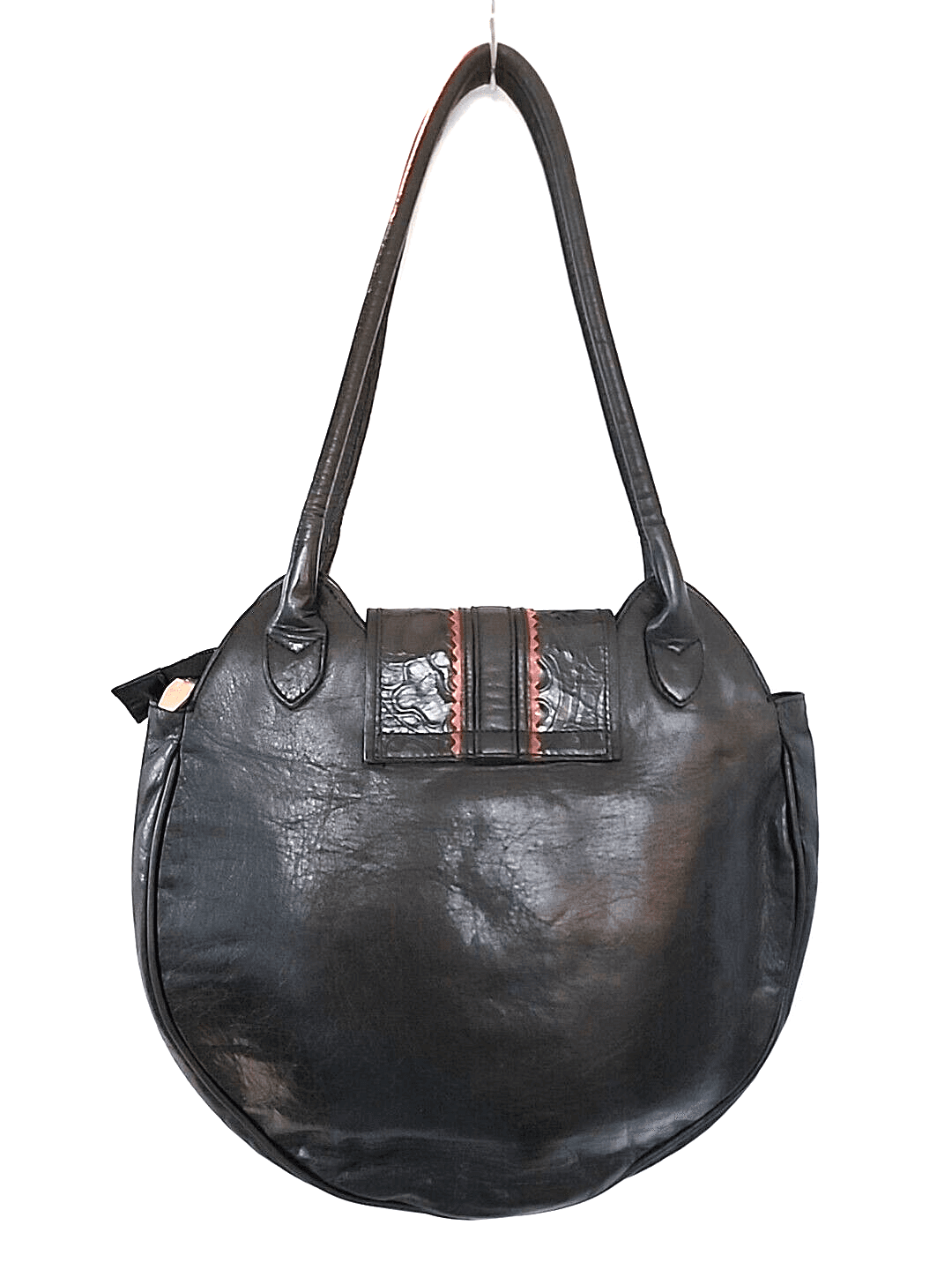 Vintage 1990s Black Snap Closure Berge Italian Round Leather Purse - Thumbnail 2