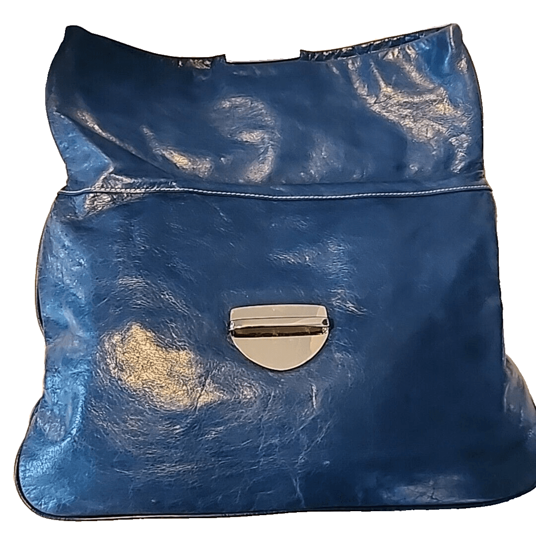 Cynthia Rowley Blue Envelope Clutch Bag Early 2000s Metal Buckle - Thumbnail 4