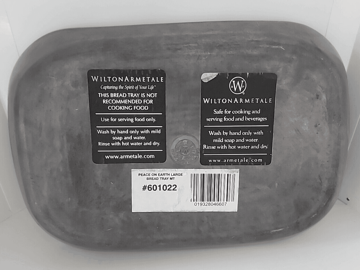 Vintage Pewter Bread Tray Dove Wilton Armetale Peace on Earth Goodwill to All - Thumbnail 2
