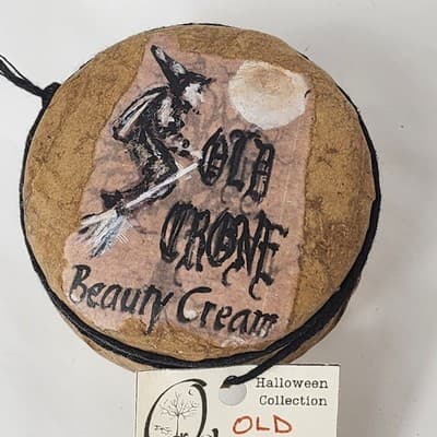 Old Crone Beauty Cream Handcrafted Apothecary Jar Halloween Collection Decor - Thumbnail 2