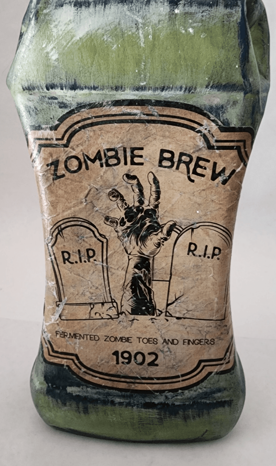 Zombie Brew Apothecary Bottle Halloween Decor Green Handcrafted Weighted - Thumbnail 5