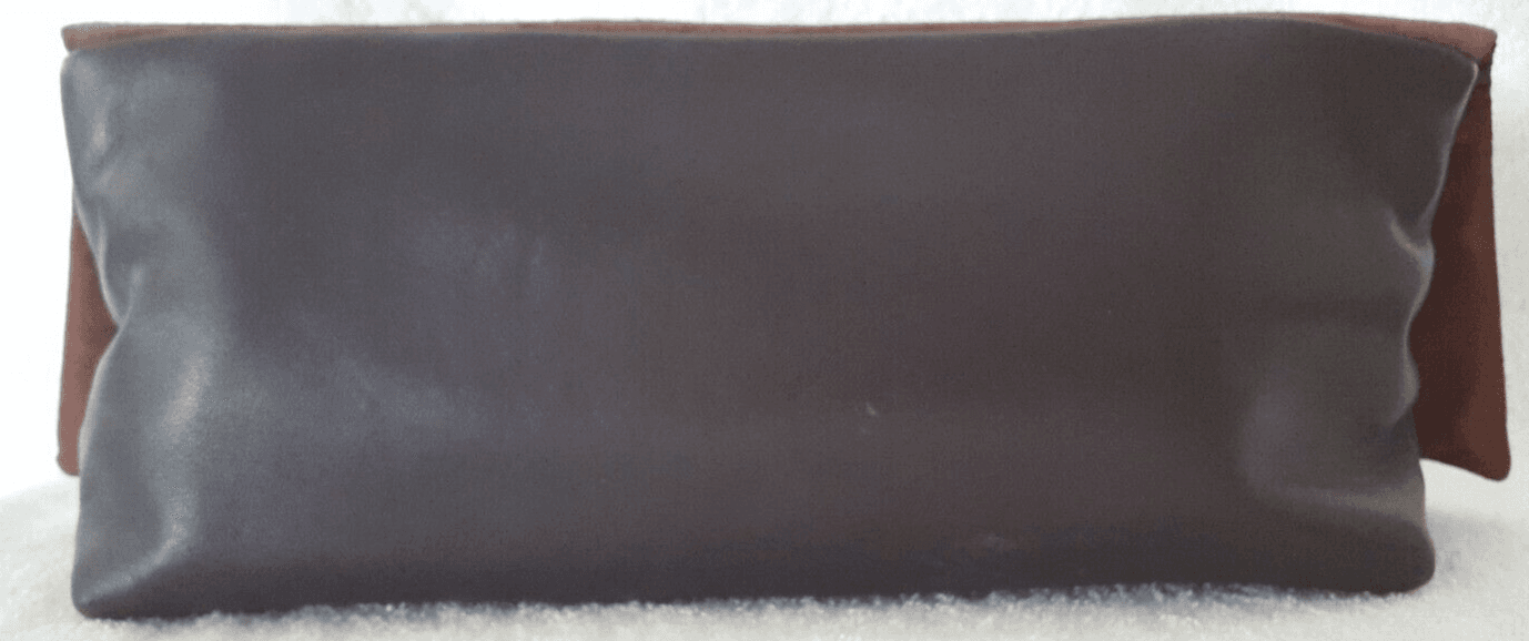 Jophiel Designer Brown Leather Clutch Beaded Accent Suede Flap Magnetic Closure - Thumbnail 2