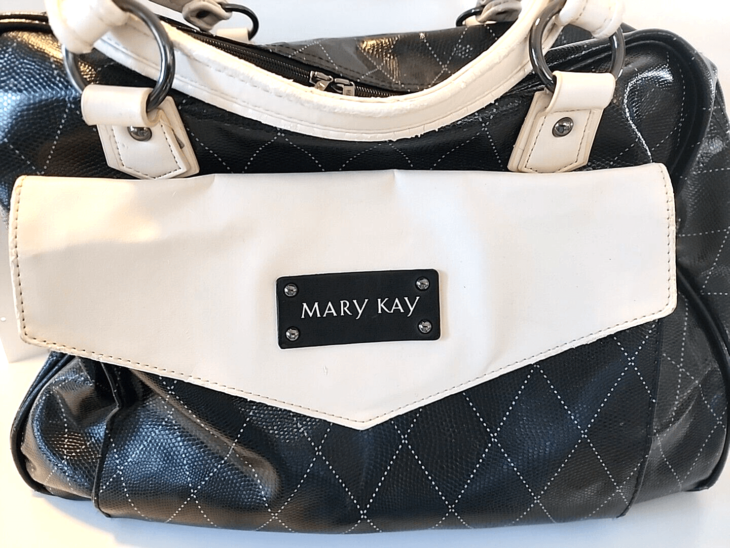 Vintage Mary Kay Consultant Shoulder Bag Tote Missing Dividers Wear on Handles - Thumbnail 2