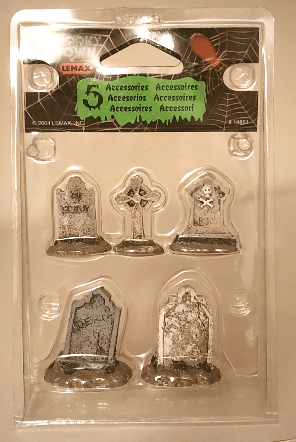 LEMAX Spooky Town Set of 5 Tombstones Retired 2004 #14851
