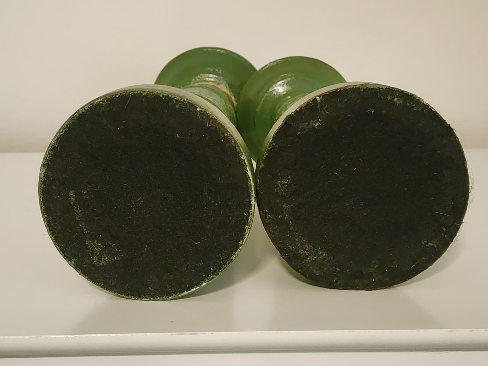 Set of 2 Handpainted Green Tall Candle Stands Dimpled Taper Option - Thumbnail 8