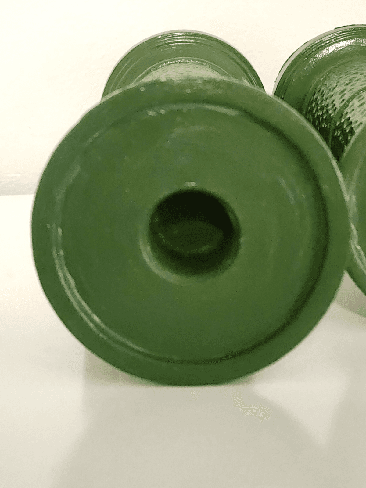 Set of 2 Handpainted Green Tall Candle Stands Dimpled Taper Option - Thumbnail 5