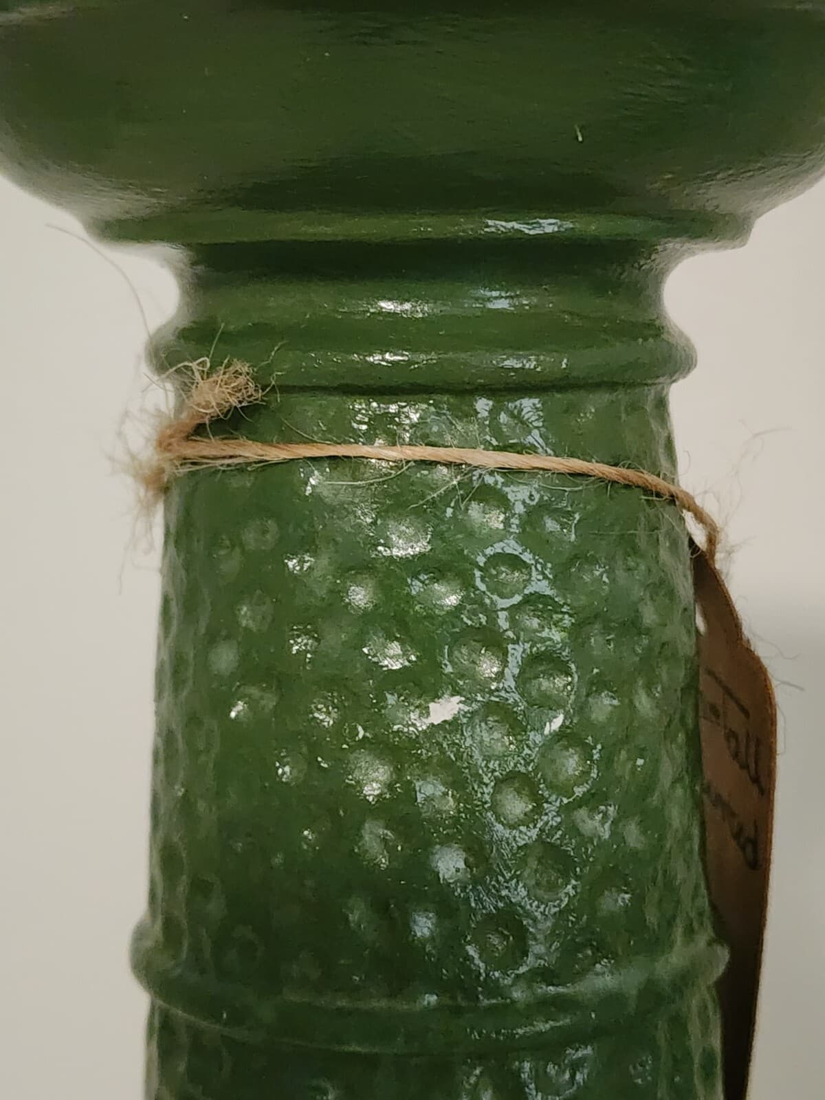 Set of 2 Handpainted Green Tall Candle Stands Dimpled Taper Option - Thumbnail 12