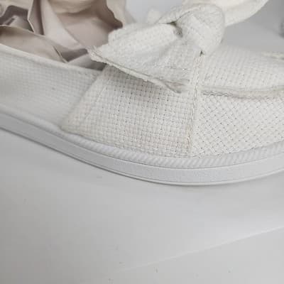 Time And Tru Shoes Womens Small Sz 6 Slip On Loafer White Fabric Casual Comfort - Thumbnail 8