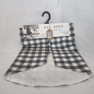 Rae Dunn Embroidered Mantle Scarf Thankful Gray Buffalo Check Plaid New - Thumbnail 2