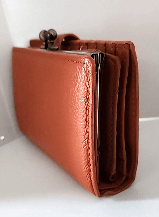 Orange Wallet Folding 17 Credit Card Holder Slots Patterned Interior Vintage - Thumbnail 4
