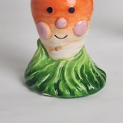 SIX Orange Green Carrot Ceramic Egg Holders Cottontale Filigree Easter 1990's - Thumbnail 6
