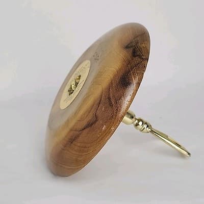 Oregon Made in USA Myrtlewood Gold Metal Handle Wooden Server Dish Brown Vintage - Thumbnail 8