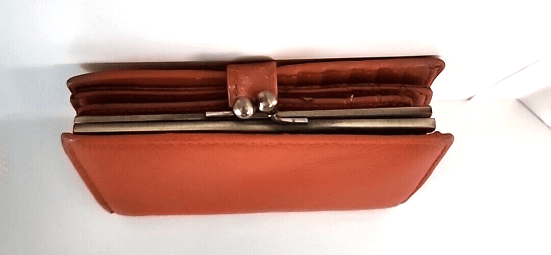 Orange Wallet Folding 17 Credit Card Holder Slots Patterned Interior Vintage - Thumbnail 5