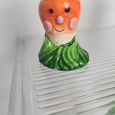 SIX Orange Green Carrot Ceramic Egg Holders Cottontale Filigree Easter 1990's - Thumbnail 3