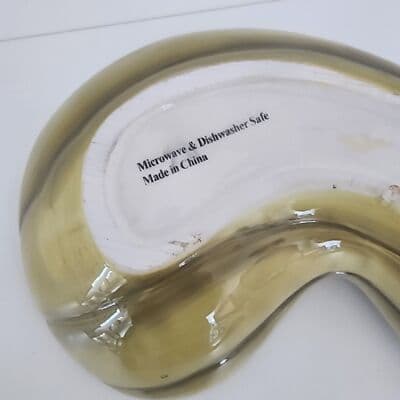 Green Autumn Gourd Maple Leaf Serving Dish Microwave Dishwasher Safe Curved - Thumbnail 5