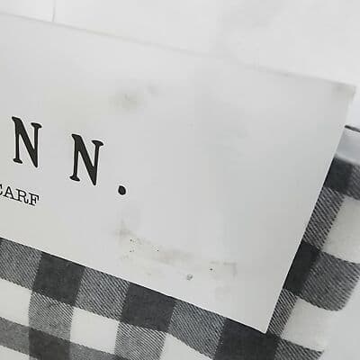 Rae Dunn Embroidered Mantle Scarf Thankful Gray Buffalo Check Plaid New - Thumbnail 3