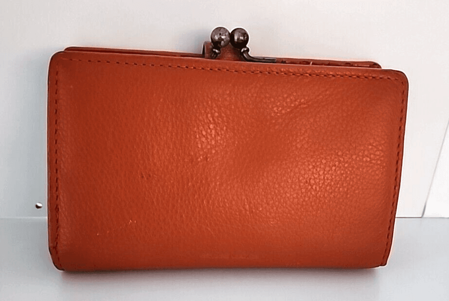 Orange Wallet Folding 17 Credit Card Holder Slots Patterned Interior Vintage - Thumbnail 2