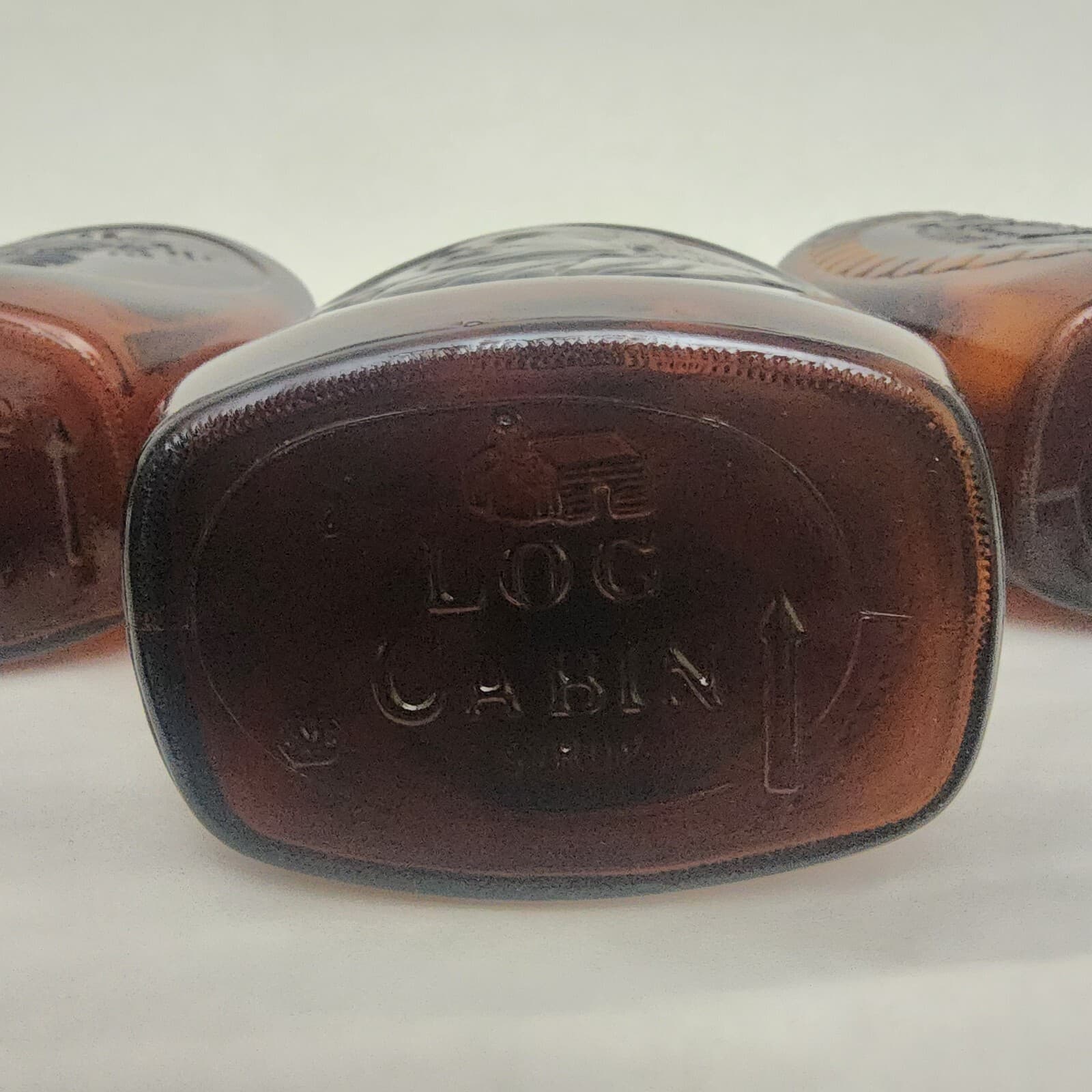 Set of 4 1776 Bicentennial Log Cabin Maple Syrup Amber Glass Bottles Vintage - Thumbnail 16
