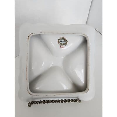 Norcrest Vintage Nut Candy Dish Rose Buds Gold Accents Handle 4 Sections - Thumbnail 10