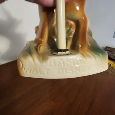 Vintage Disney Working Bambi Lamp Inscribed on Back Brown Updated Electric Wire - Thumbnail 9