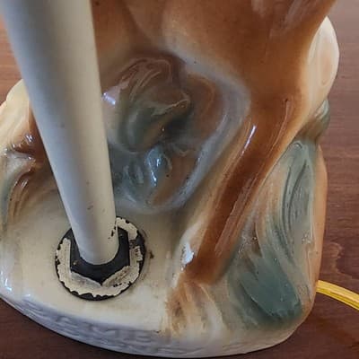 Vintage Disney Working Bambi Lamp Inscribed on Back Brown Updated Electric Wire - Thumbnail 11