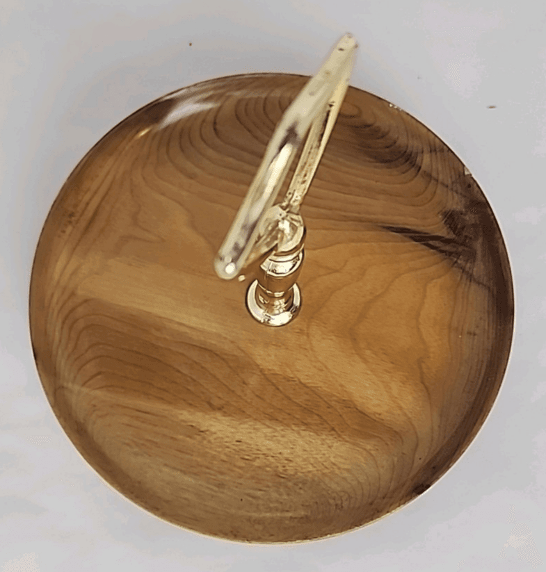 Oregon Made in USA Myrtlewood Gold Metal Handle Wooden Server Dish Brown Vintage - Thumbnail 2