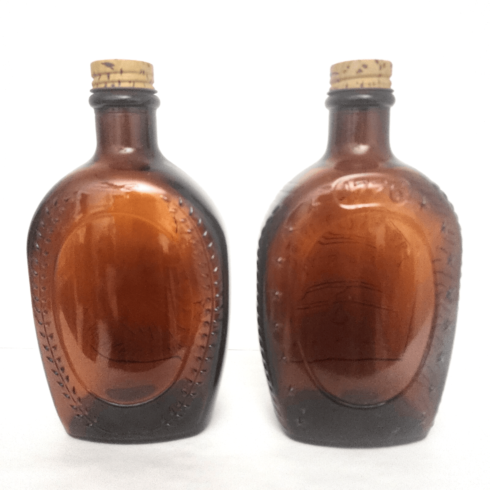 Set of 4 1776 Bicentennial Log Cabin Maple Syrup Amber Glass Bottles Vintage - Thumbnail 9