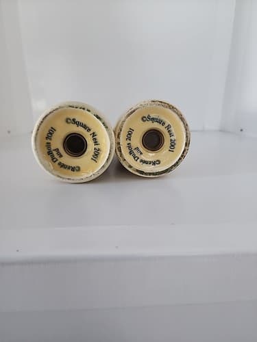 2001 Renee DuBois & Square Nest Salt & Pepper Shakers Yellow 5" Embossed - Thumbnail 7