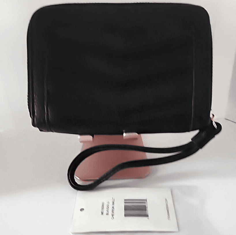 Steve Madden Black Zip Around Wristlet Wallet Gold Metal Accents Chevron Quilted - Thumbnail 5