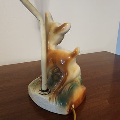 Vintage Disney Working Bambi Lamp Inscribed on Back Brown Updated Electric Wire - Thumbnail 17