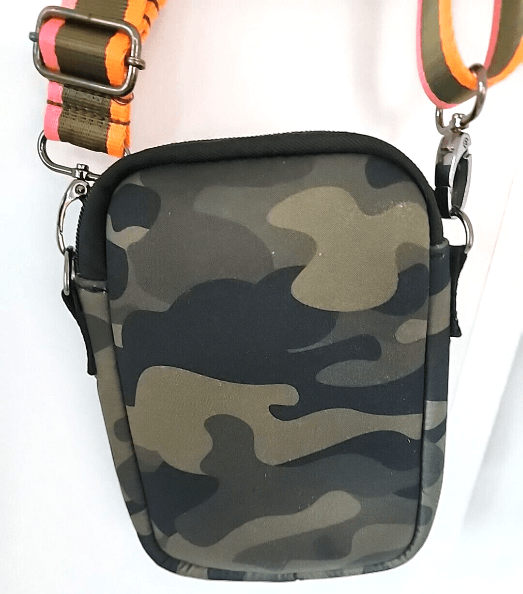 Haute Shore - Crossbody, Adjustable Strap purse - Camo with pink and orange - Thumbnail 4