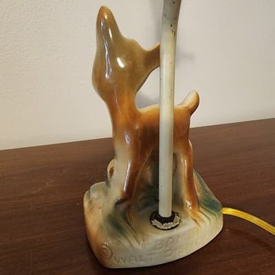 Vintage Disney Working Bambi Lamp Inscribed on Back Brown Updated Electric Wire - Thumbnail 16