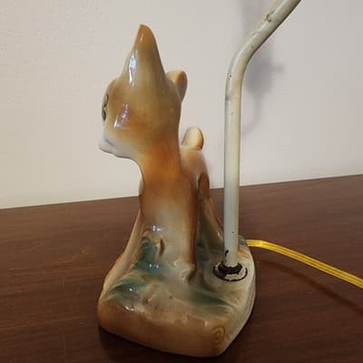 Vintage Disney Working Bambi Lamp Inscribed on Back Brown Updated Electric Wire - Thumbnail 15