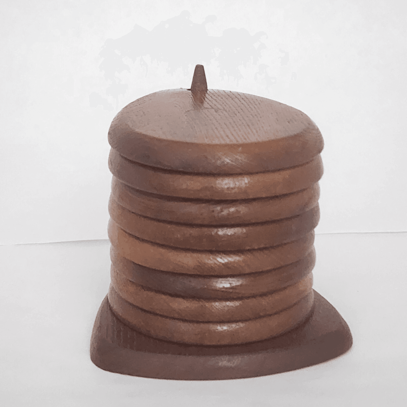 8 Hand carved Teardrop Hardwood Cork Coasters Stand Brown JapanSere Wood Stamped - Thumbnail 4