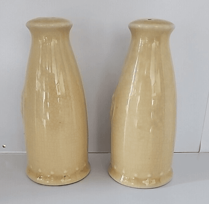 2001 Renee DuBois & Square Nest Salt & Pepper Shakers Yellow 5" Embossed - Thumbnail 2