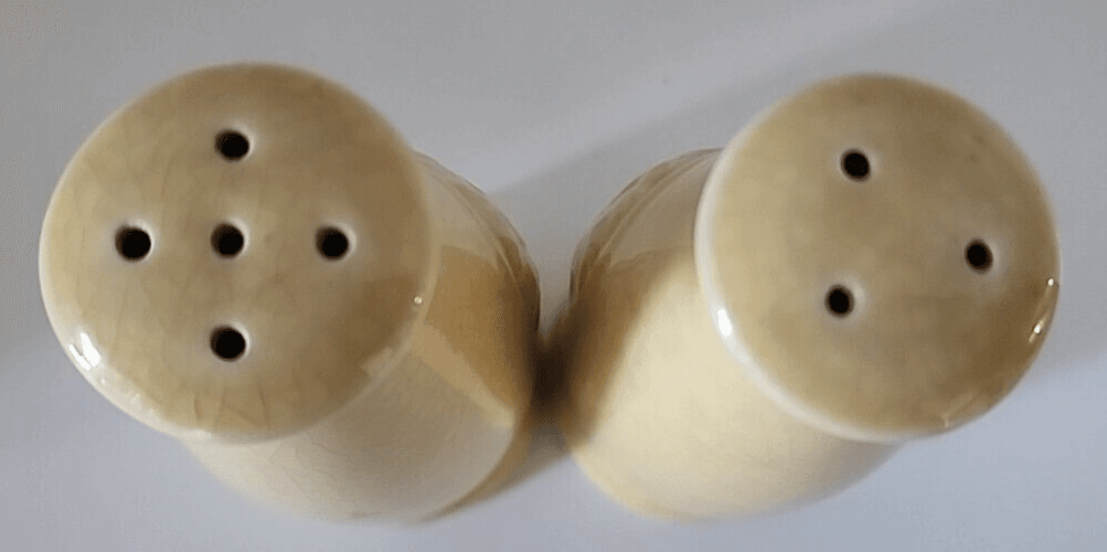 2001 Renee DuBois & Square Nest Salt & Pepper Shakers Yellow 5" Embossed - Thumbnail 6