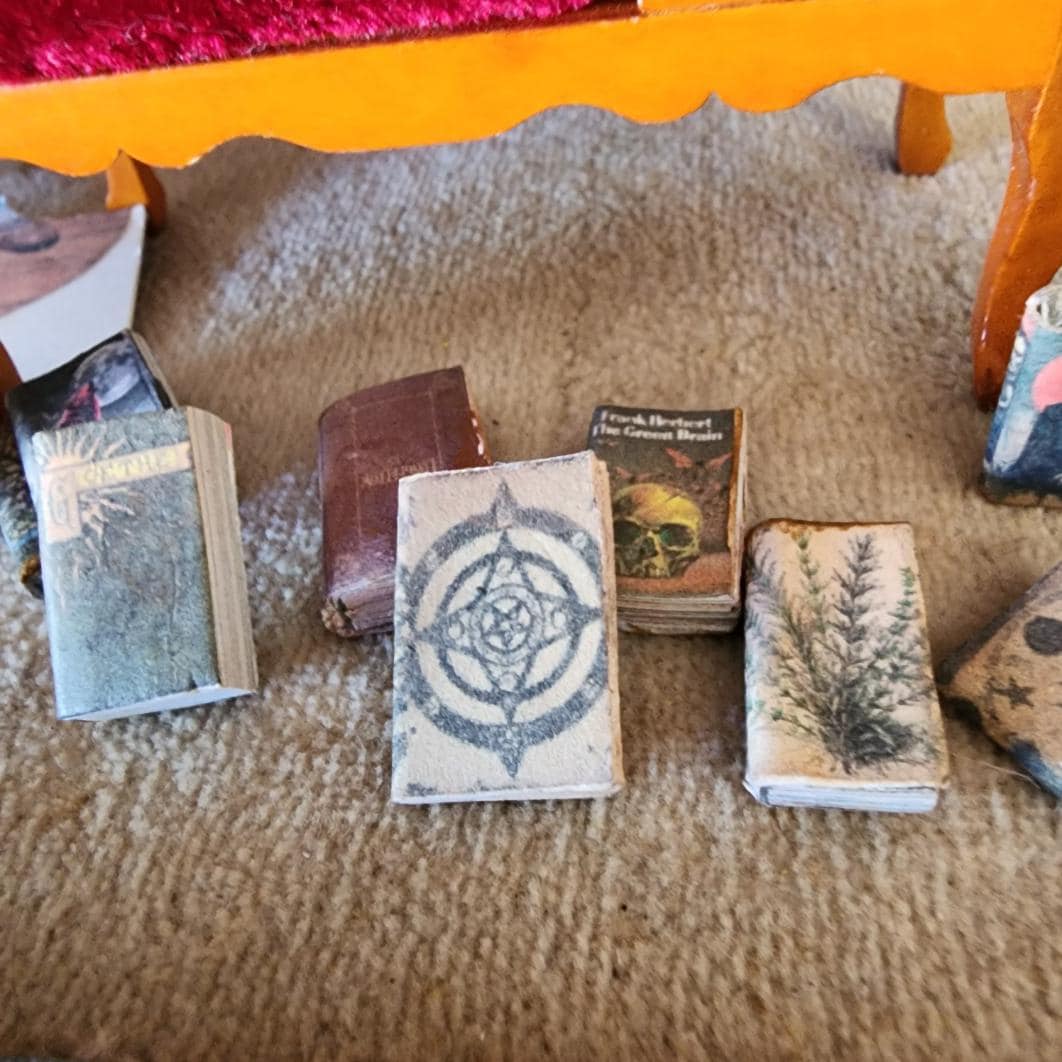 25 Handcrafted 1:12 Scale Miniature Books - Dollhouse Diorama Halloween Anxiety Bookshelf - Witch Theme - Thumbnail 5