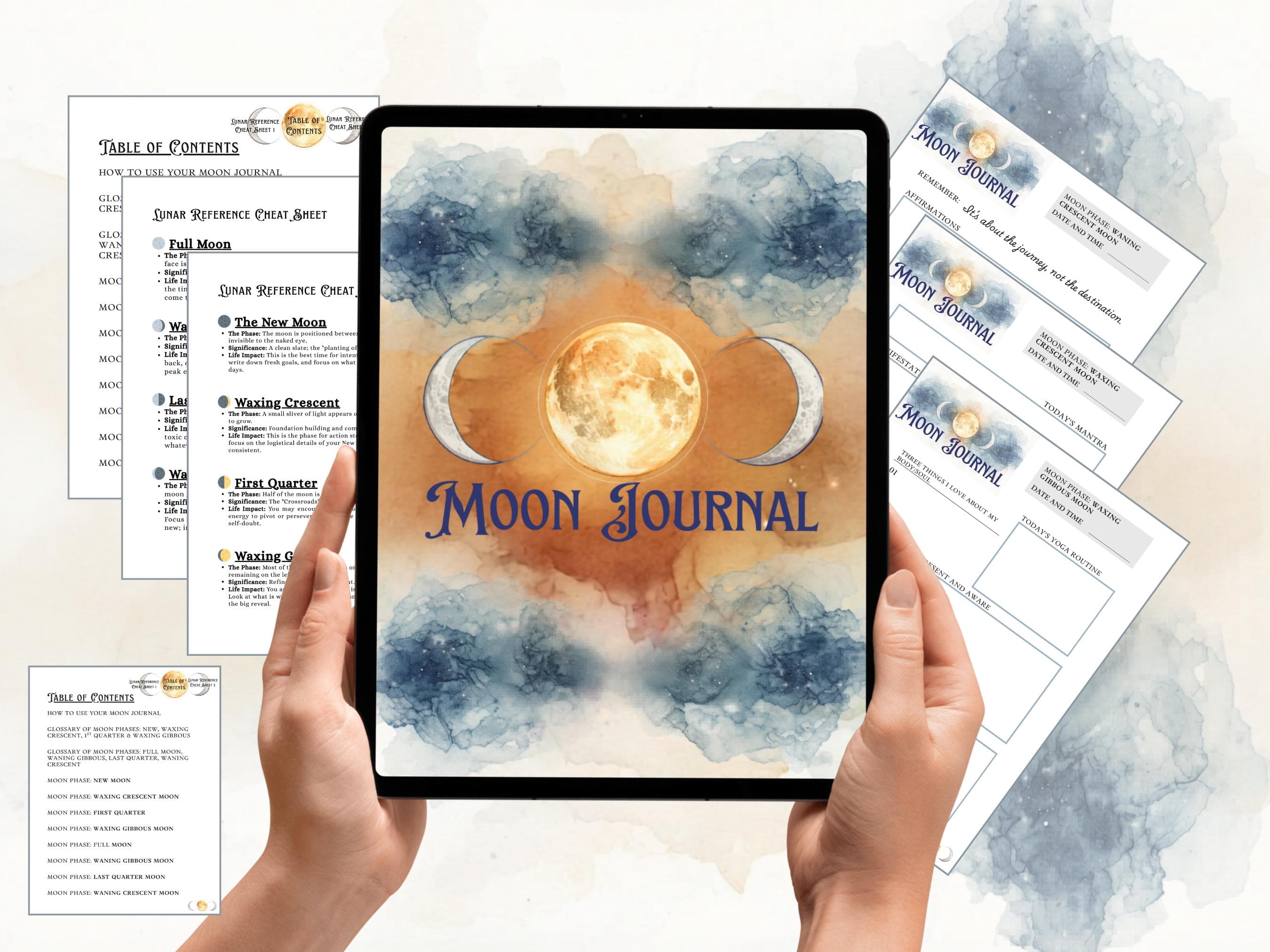 Printable Moon Journal | Lunar Cycle Manifestation Guide | New Moon & Full Moon Rituals | Digital Manifestation Planner Mystic Grimoire PDF