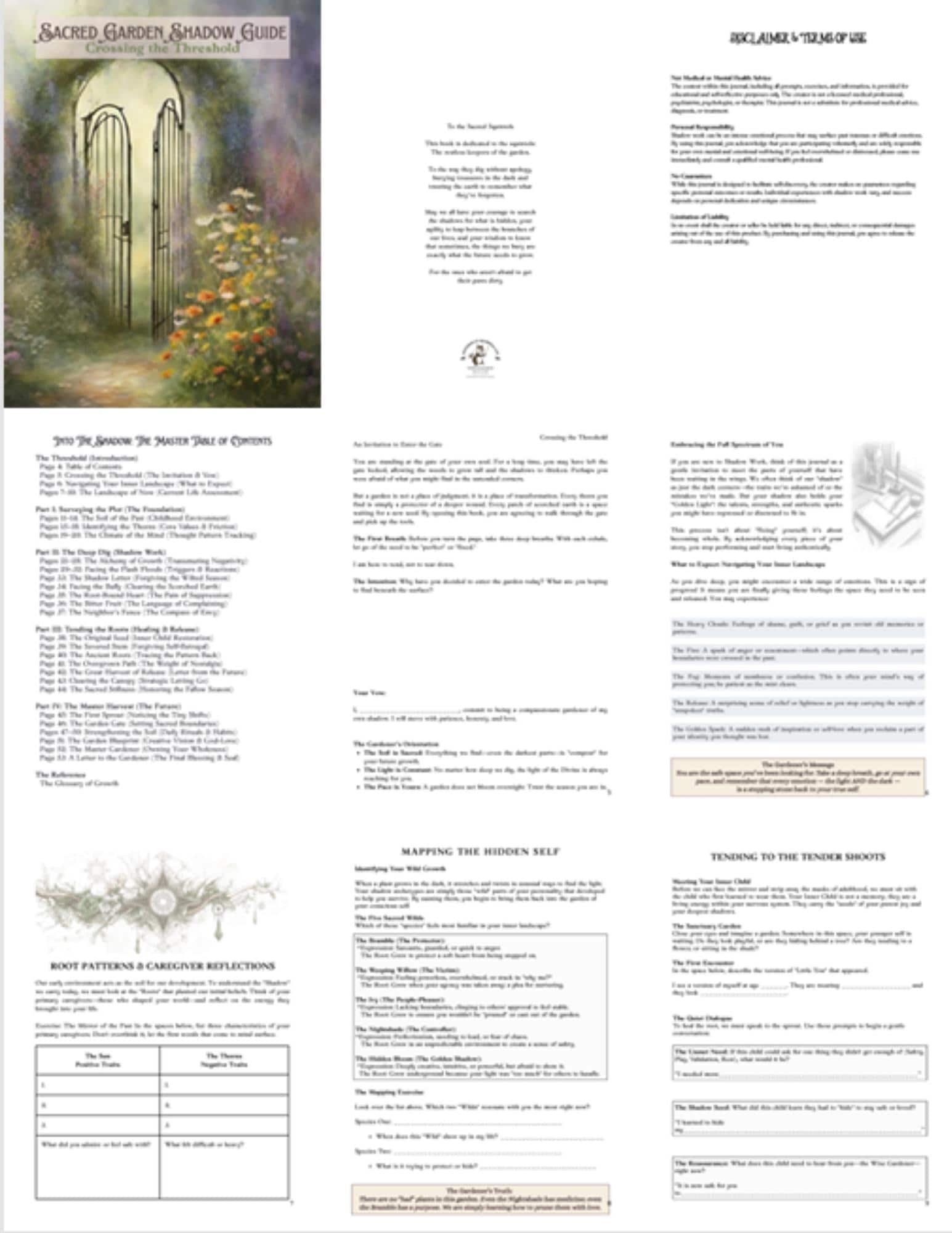 Sacred Garden Shadow Work Journal, Hyperlinked Digital Journal for GoodNotes, Botanical Inner Child Guide, 52 Page Healing Workbook PDF - Thumbnail 8